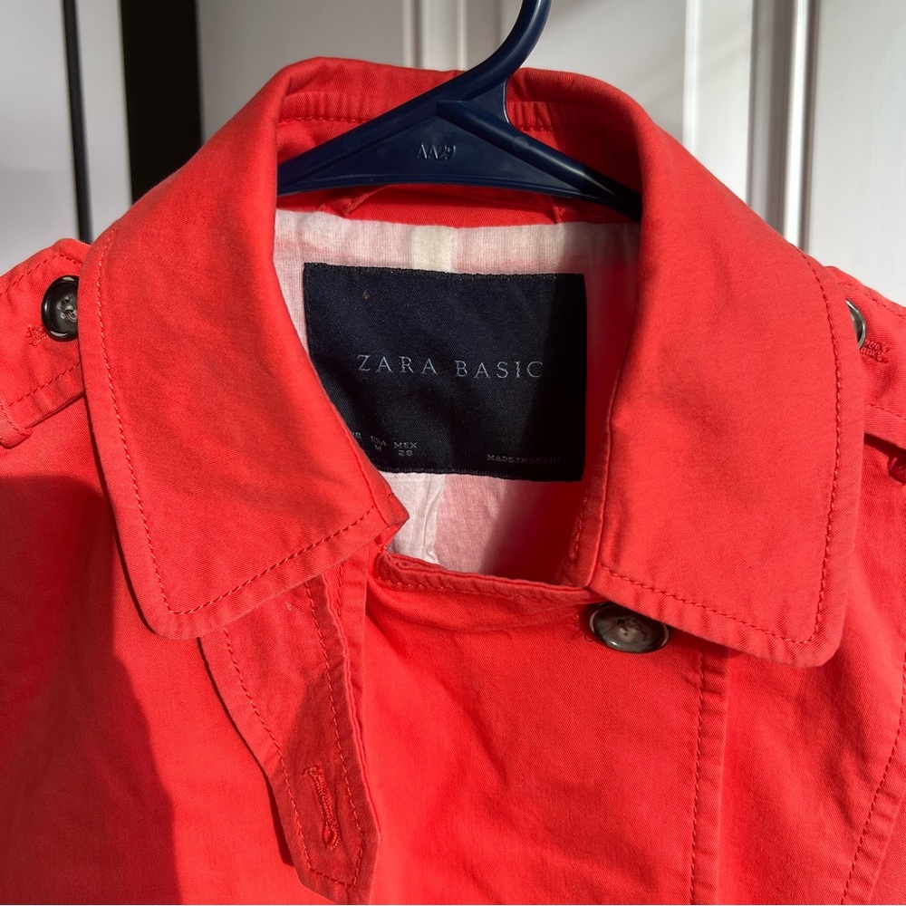 Zara Basic Coral Orange Double-Breasted Trench Co… - image 7